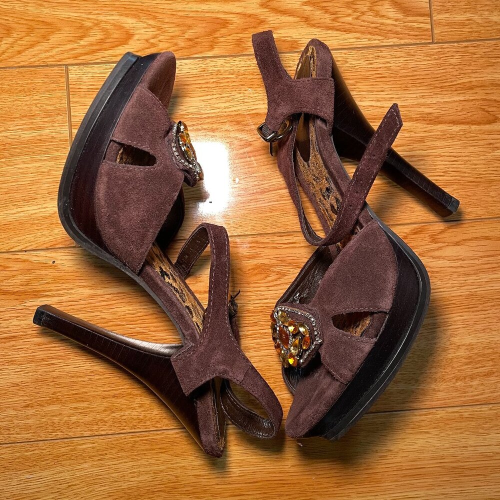 Y2K Brown Suede Heels